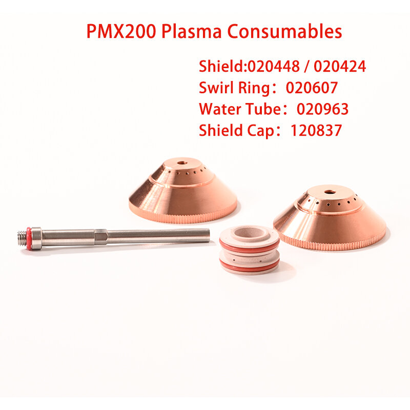 عالية الجودة PMX200 البلازما آلة قطع المواد الاستهلاكية درع غطاء 020448 020424 120837 دوامة الدائري 020607 أنبوب مياه 020963