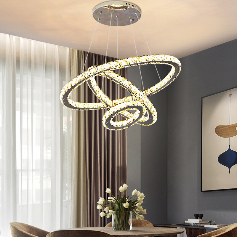 الحديثة LED الثريا الكريستال حلقة الثريات إضاءة داخلية بريق لوفت ضوء لغرفة المعيشة غرفة نوم المطبخ تركيبات أضواء