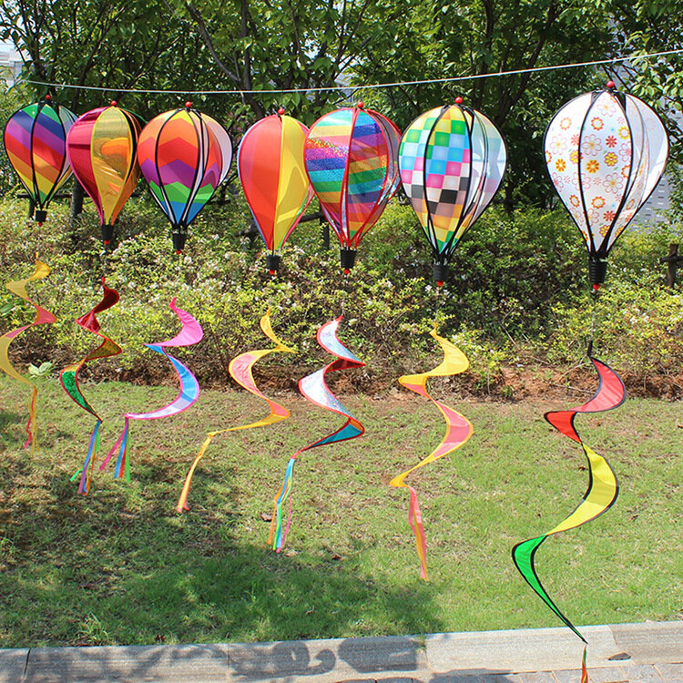مضحك الرياح قوس قزح بالون الهواء الساخن الملونة طاحونة في الهواء الطلق لعبة عطلة الديكور اليدوية للأطفال لعبة هدية