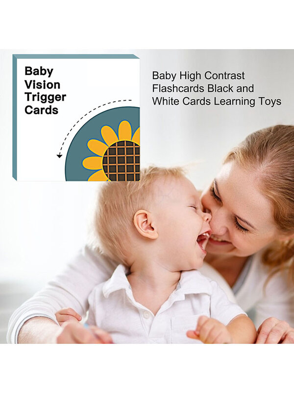 الطفل البطاقات التعليمية عالية التباين بطاقات أبيض وأسود لعب للتعلم عالية الجودة ومريحة على الوجهين تصميم نظيفة