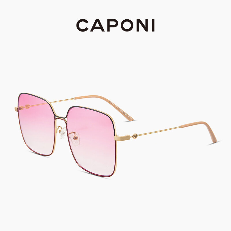 CAPONI المتضخم النظارات الشمسية النساء عالية الجودة النايلون عدسة إطار معدني نظارات حديثة الطراز الفاخرة العلامة التجارية تصميم نظارات شمسية CP4460