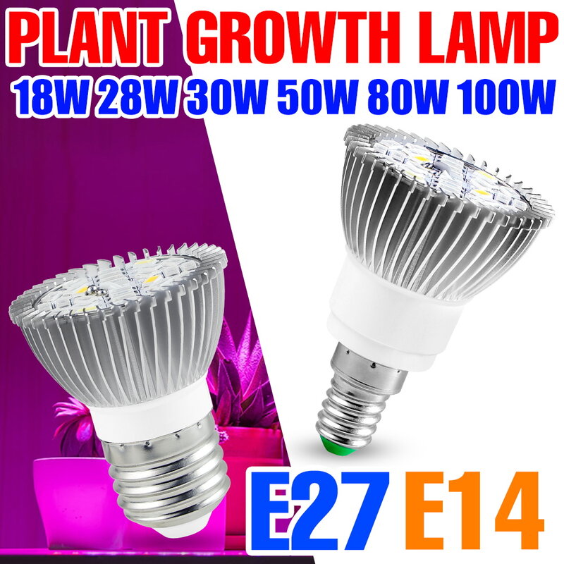 الطيف الكامل E27 مصنع LED تنمو مصباح E14 220 فولت فيتو مصابيح إضاءة صوب 18 واط 28 واط 30 واط 50 واط 80 واط 100 واط بذور زهرة فيتو لمبات