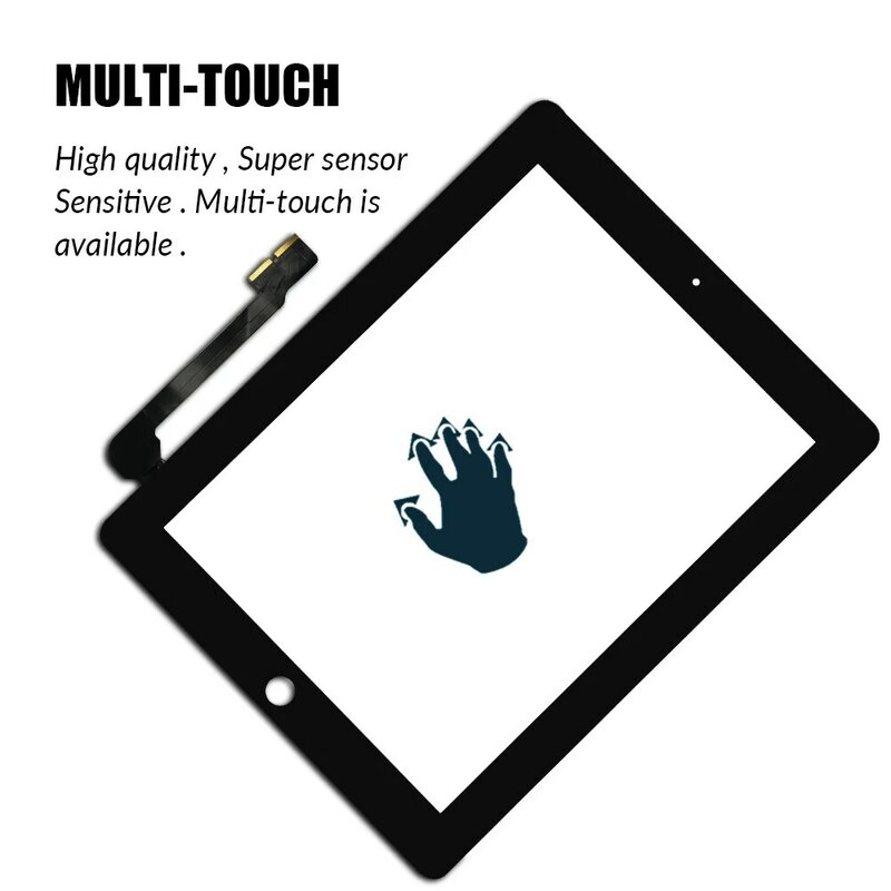 شاشة لمس جديدة لباد 3 4 iPad3 iPad4 A1416 A1430 A1403 A1458 A1459 A1460 LCD الخارجي محول الأرقام الاستشعار زجاج لوحة استبدال