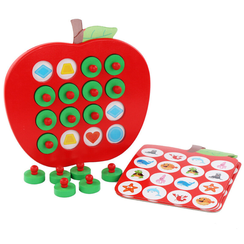 لعبة شطرنج خشبية ثلاثية الأبعاد مع ذاكرة التفاح للأطفال ، ألعاب تعليمية لمرحلة ما قبل المدرسة ، ألغاز ثلاثية الأبعاد غير رسمية ، ألعاب تدريب للأطفال