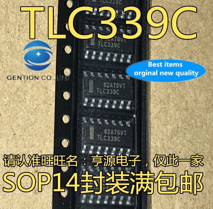 10 قطعة SOIC TLC339 TLC339CDR حرير الشاشة TLC339C ضيق الجسم-14 في المخزون 100% جديد وأصلي