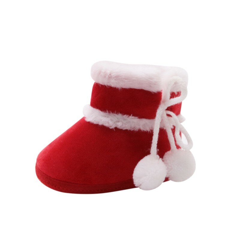Baywell الشتاء الطفل الأحذية الحمراء الدافئة لطيف الأحمر هامش قطيع الثلوج الانزلاق على الفتيات طفل حذاء طفل صغير