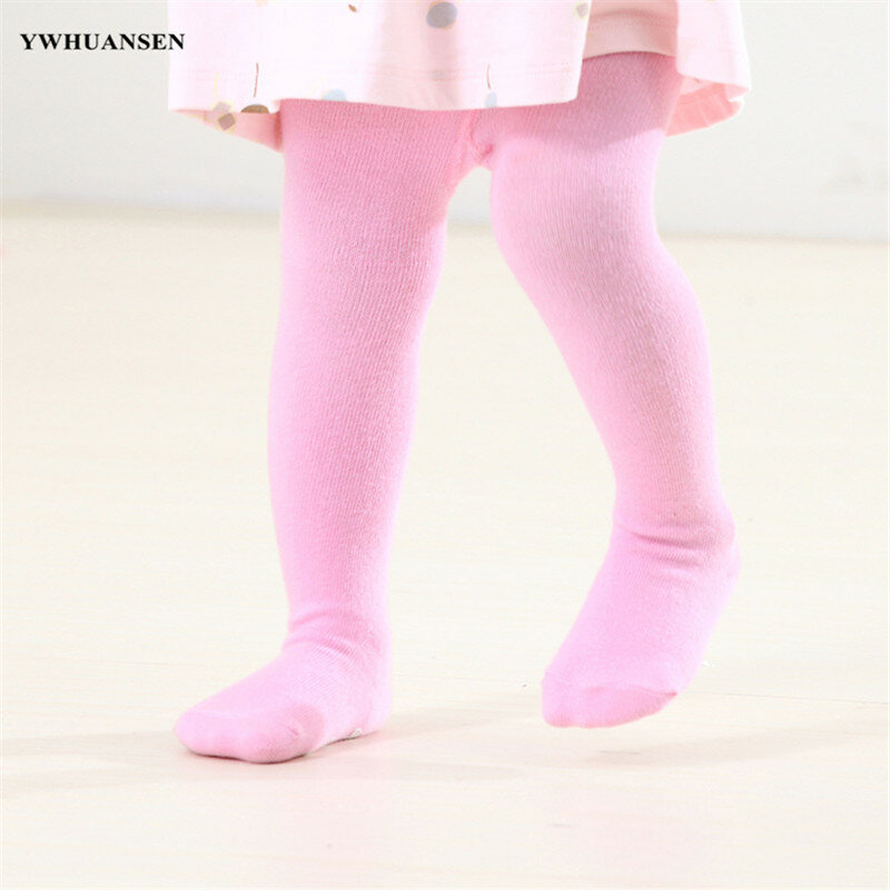 جوارب طويلة للأطفال حديثي الولادة من YWHUANSEN من 0 إلى 24 متر مناسبة للربيع والخريف للفتيات ، بألوان سادة