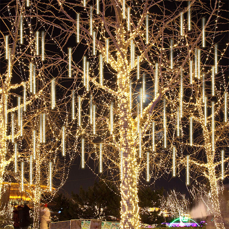 أضواء عيد الميلاد النيزك دش سقوط المطر إضاءة خارجية مضادة للماء LED سلسلة أضواء للمنزل عطلة عيد الميلاد حفل زفاف