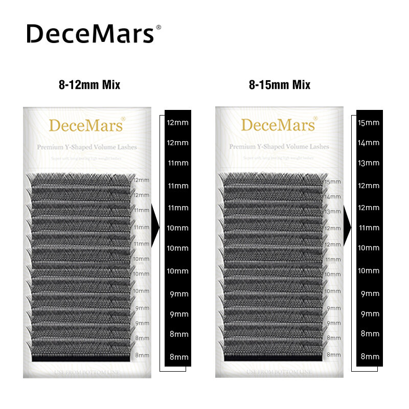 DeceMars YY شكل أسود براون الرموش ملحقات اثنين طرف جلدة C/D حليقة عالية الجودة Idividual