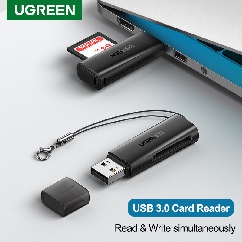 Ugreen 2 في 1 قارئ بطاقة USB USB إلى SD مايكرو SD TF قارئ بطاقة للكمبيوتر ملحقات للكمبيوتر المحمول قارئ البطاقة الذكية قارئ البطاقات SD