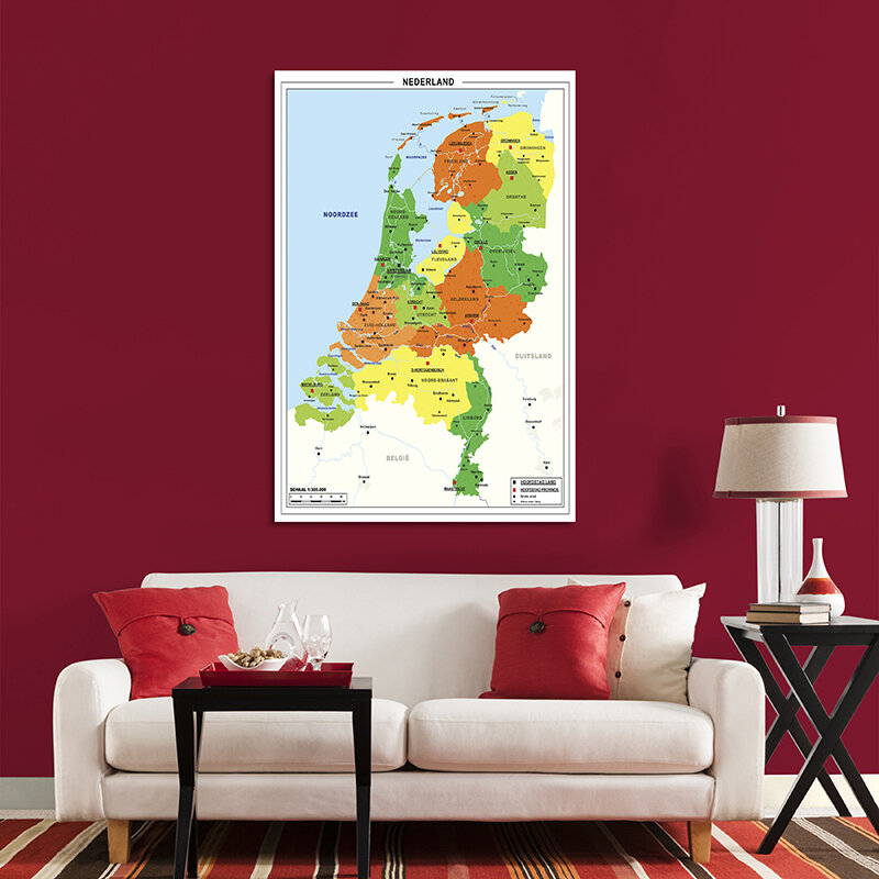 هولندا خريطة الهولندية سلسلة 100*150 سنتيمتر غير المنسوجة اللوحة كبيرة الحجم الجدار ملصق مكتب ديكور للمدرسة لوازم