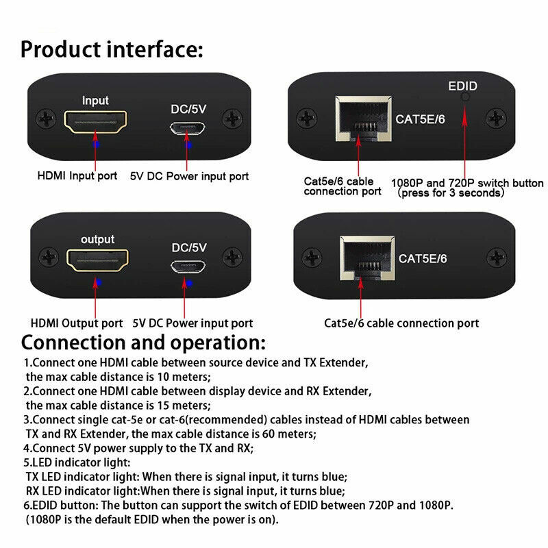 196ft(60 متر) موسع HDMI الرقمي 1080P موسع شبكة HDMI HDMI عبر إيثرنت واحد Cat 6 Cat 7 كابلات إيثرنت لأجهزة الكمبيوتر DVD