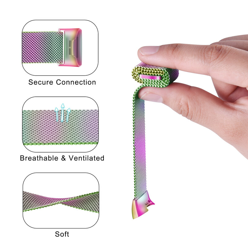 معدن المغناطيسي Milanese حزام ل Fitbit تهمة 4 3 الفرقة استبدال معصمه حزام الساعات ل Fitbit تهمة 3 SE حزام الرجال الإناث