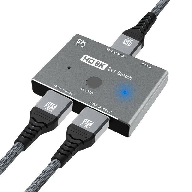 محول عالي الدقة 8K متوافق مع HDMI عالي السرعة 48Gbps 2 في 1 فاصل خارجي 8K @ 60Hz 4K @ 120Hz اتجاهي 2.1 لأجهزة Xbox PS5