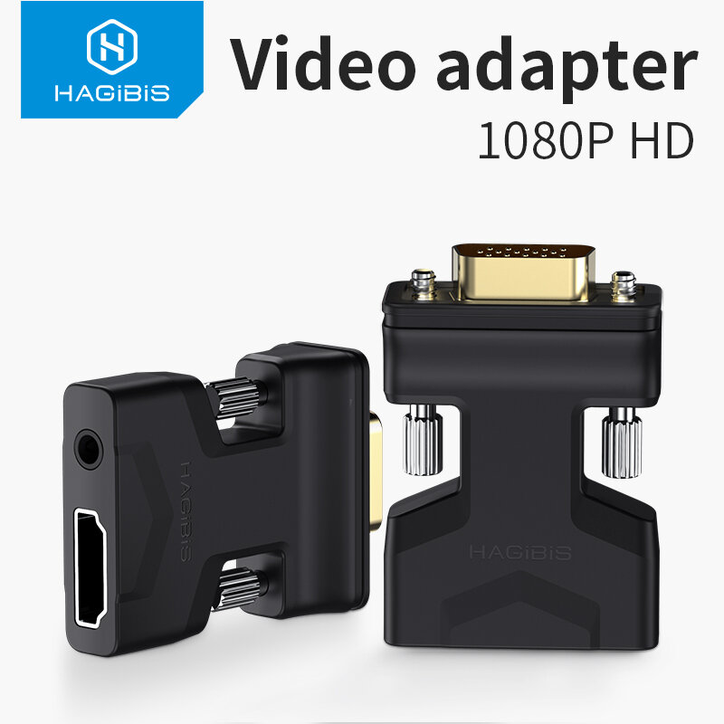 Hagibis HDMI-متوافق لمحول VGA مع منفذ الصوت أنثى محول الفيديو 3.5 مللي متر ل PS4 الكمبيوتر المحمول صندوق التلفزيون رصد العارض
