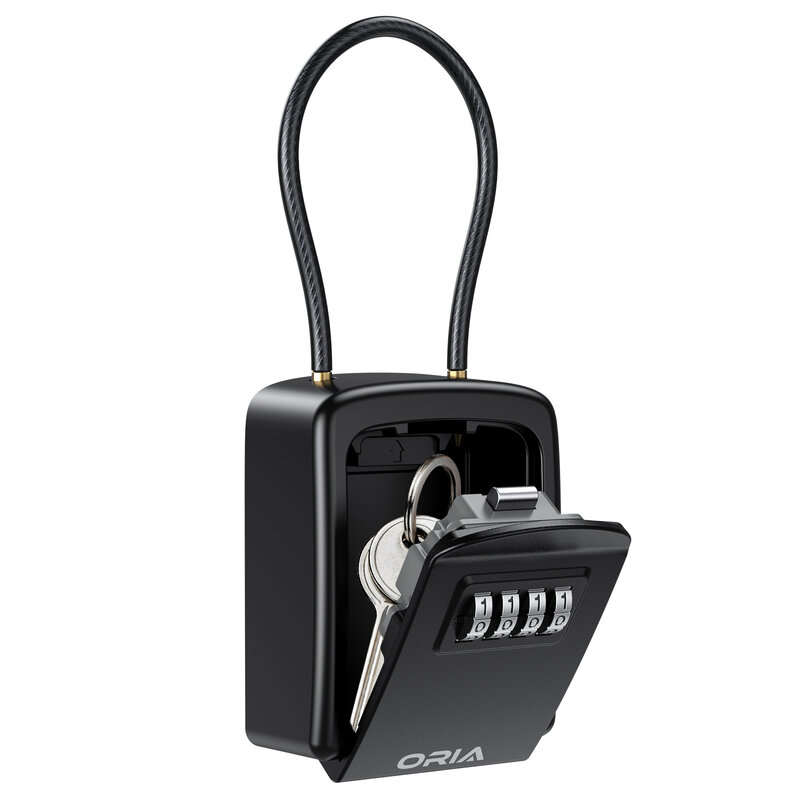 أوريا-مفتاح قفل صندوق مع سلسلة قابلة للإزالة ، 4 أرقام الجمع ، صندوق الأمان ، تخزين مفتاح مقاوم للماء ، قفل صندوق