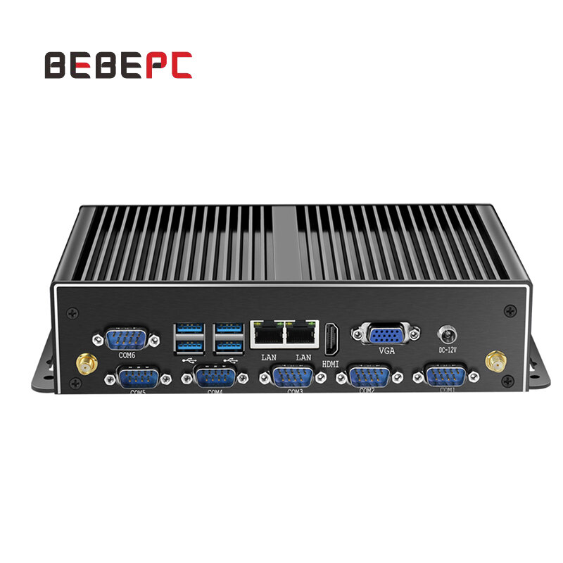 BEBEPC كمبيوتر صناعي مصغر بدون مروحة كور i7 i5 4200U سيليرون 2955U HD واي فاي 6 * RS232 RS485 ويندوز 10 كمبيوتر لينكس ثنائي LAN 6 * COM