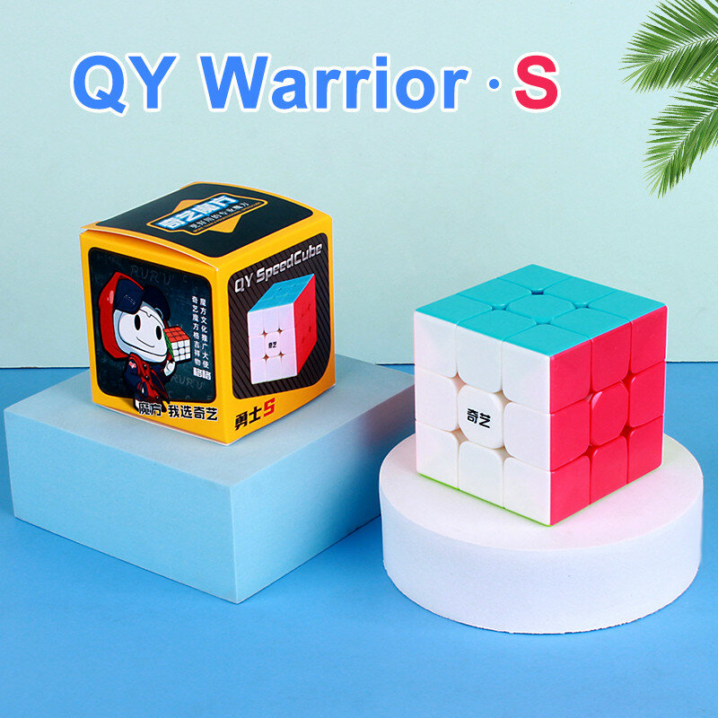 QY Warrior S 3x3x 3 بازل سحري مكعب مكعب السرعة ستيكيرليس المهنية 3x3 مكعب QYToy للأطفال مكافحة الإجهاد المكعب السحري