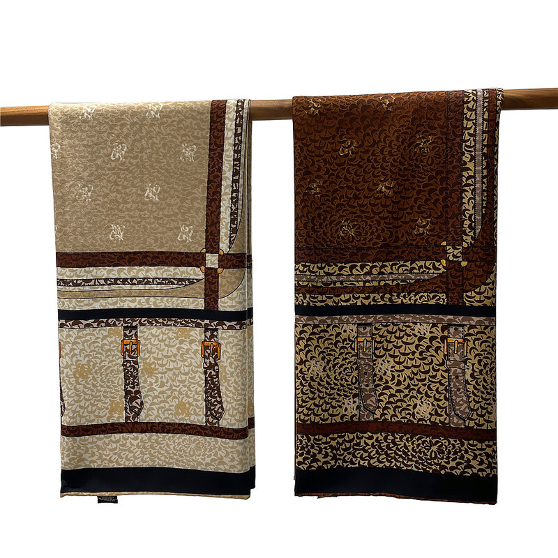 وشاح كشميري بوهيمي مطبوع بسلسلة حزام للنساء ، لفافات مربعة كبيرة ، بشمينا فاخر ، شال شتوي ، رأس ، باندانا ، 130 × 130 سم
