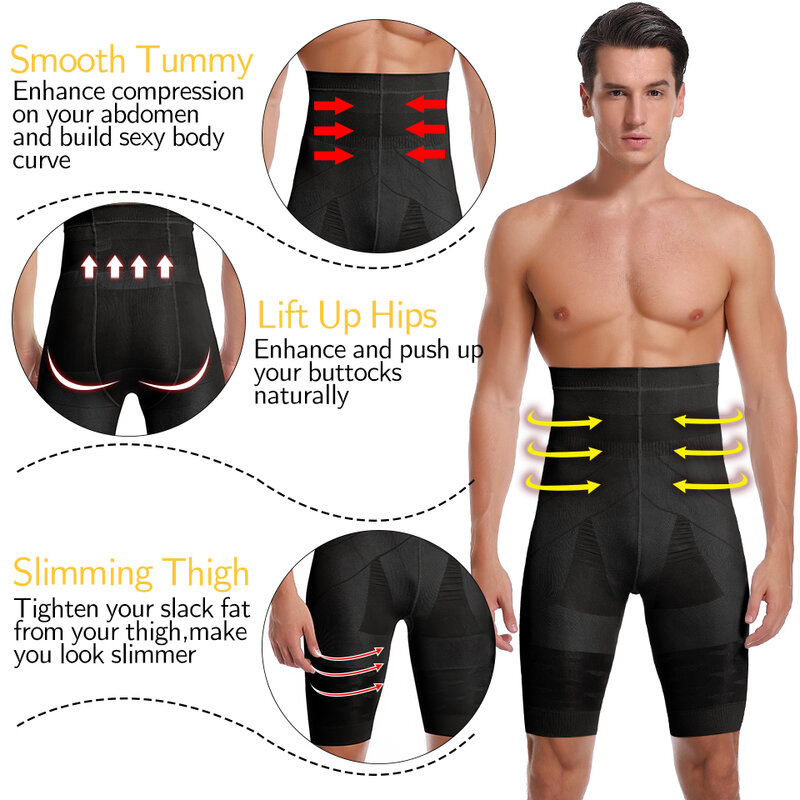 الرجال محدد شكل الجسم البطن تحكم السراويل ملابس داخلية البطن حزام سراويل داخلية للرجال عالية الخصر ملابس داخلية للتنحيل ضاغط ساق سراويل