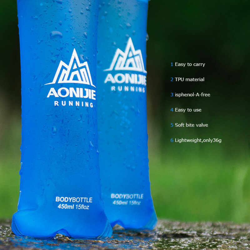 AONIJIE طوي سيليكون قارورة لينة زجاجة المياه في الهواء الطلق السفر الرياضة تشغيل غلاية المجموعة المائية حقيبة سترة 250 مللي-600 مللي