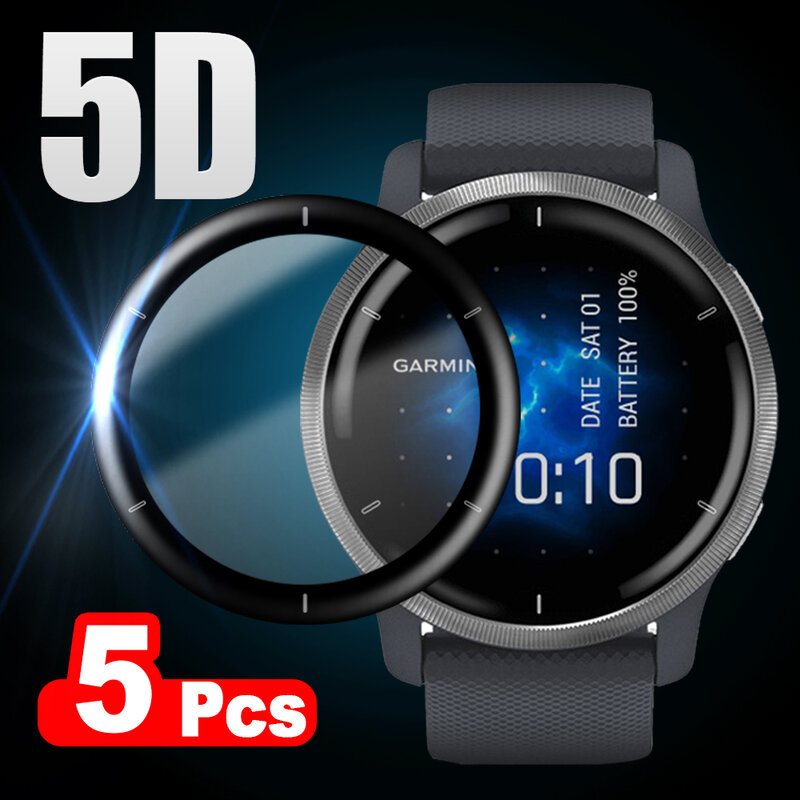 5D لينة الألياف الزجاجية طبقة رقيقة واقية ل Garmin Venu 2 / Venu 2S كامل منحني غطاء واقي للشاشة ل ساعة ذكية اكسسوارات
