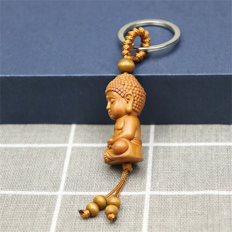 حلقة مفاتيح راهب بودا ، حامل مفاتيح ، سلسلة مفاتيح منحوتة ، إكسسوارات متدلية