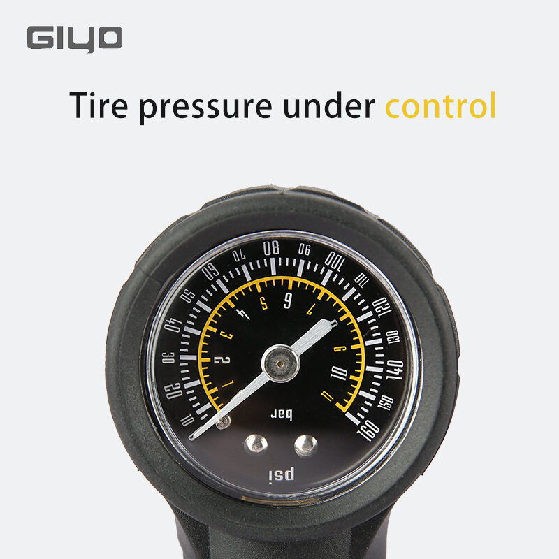GIYO إطار دراجة مقياس شريدر/بريستا صمامات قياس ضغط الهواء 160 PSI المهنية بارومتر الدراجات اكسسوارات للدراجات