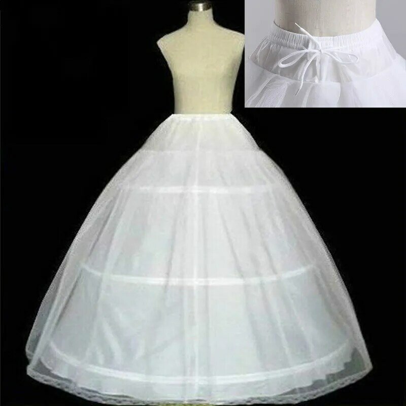شحن مجاني جودة عالية الأبيض 3 الأطواق ثوب نسائي كرينولين زلة تنورة لل فستان زفاف في المخزون 2019