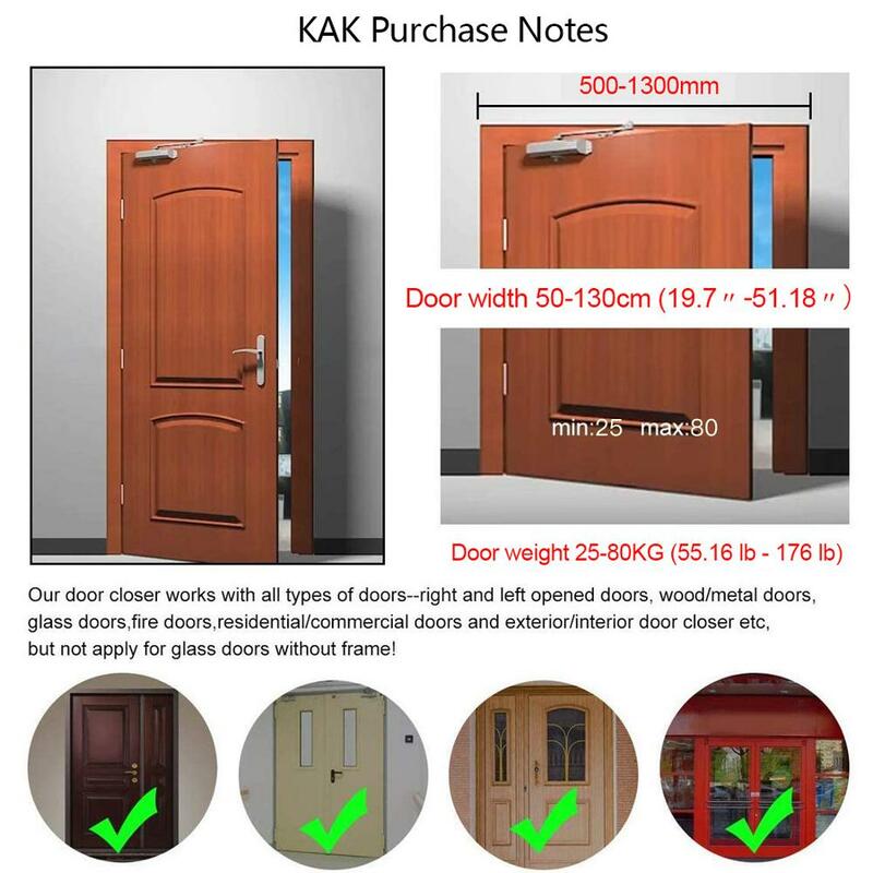 KAK التلقائي الباب أقرب 2 الربيع الهيدروليكية عازلة قابل للتعديل الباب سدادة سرعة كتم إغلاق ل 25 إلى 80 كجم الباب الأجهزة