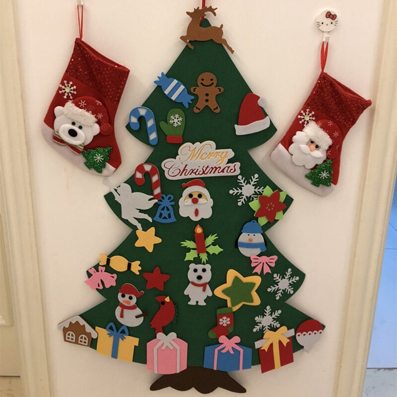 طفل لعبة مونتيسوري 32 قطعة لتقوم بها بنفسك شعرت شجرة عيد الميلاد الصغار مشغول مجلس شجرة عيد الميلاد هدية لصبي فتاة باب الجدار زخرفة الزينة