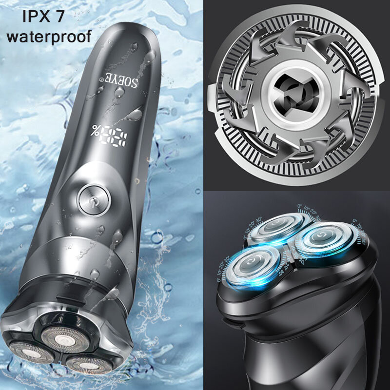 ماكينة حلاقة كهربائية مضادة للماء للرجال ، ماكينة حلاقة ذكية ، آلة حلاقة اللحية ، آلة الحلاقة الرطبة والجافة ، IPX7