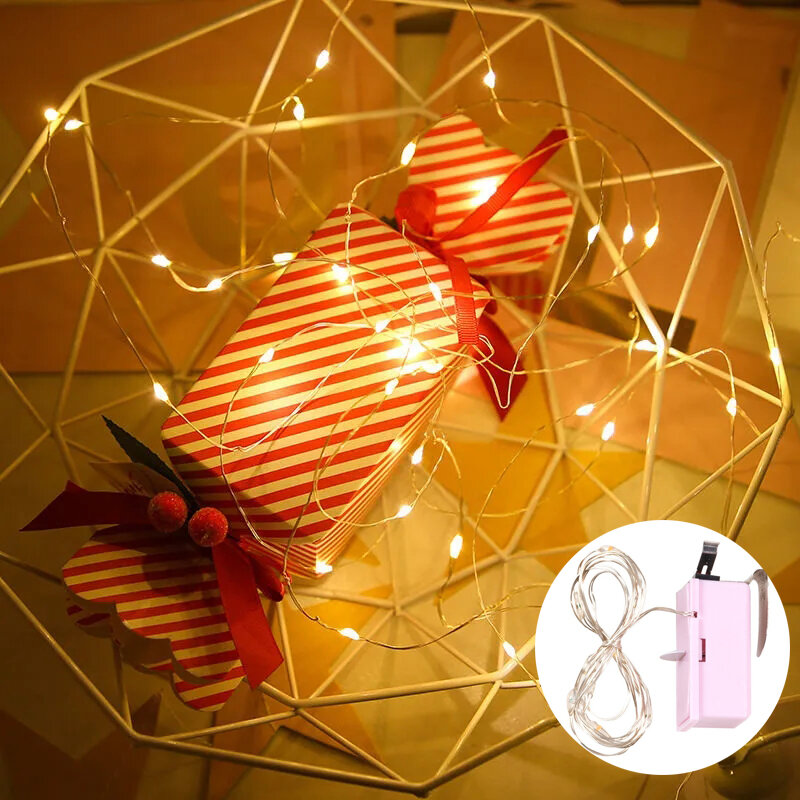 LED أضواء هدية صندوق ديكور خيط سلك نحاسي أضواء عطلة صندوق هدايا الإضاءة جارلاند عيد الميلاد هدايا الزفاف ديكور