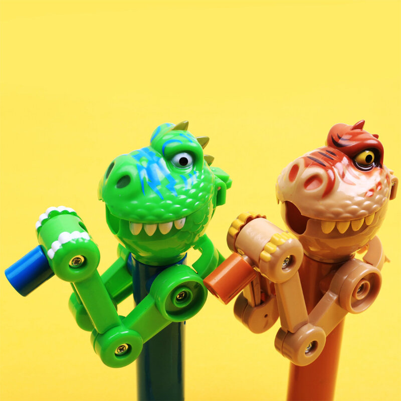 1 قطعة مصاصة الإبداعية روبوت حامل الجدة ديناصور شكل الاطفال لعبة هدية للأطفال مصاصة الحلوى تخزين (أخضر أصفر عشوائي