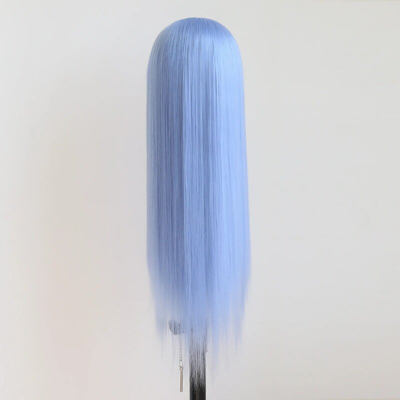 Thiswig-شعر مستعار بدانتيل أمامي أزرق فاتح للنساء ، أزرق جليدي ، مقاوم للحرارة ، شعر اصطناعي ، شعر مستعار نصف مربوط يدويًا ، الجزء الأوسط ، الموضة