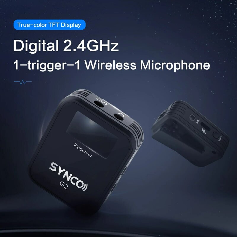 ميكروفون من SYNCO طراز G2A1 G2A2 G2 A1 A2 ميكروفون لاسلكي من Lavalier نظام ميكروفون صغير لطاولة الهواتف الذكية وكاميرا DSLR مراقبة الوقت الحقيقي