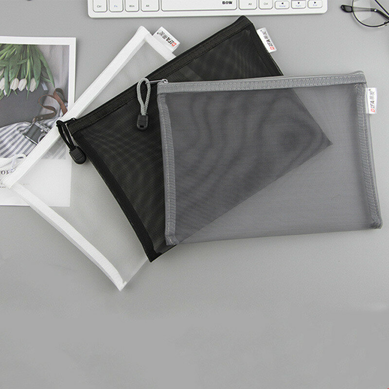 حقيبة ورقية للقلم ، A4A5A6 ، مع سحاب شبكي للطلاب ، حقيبة ورقية بسيطة ذات سعة كبيرة ، مجلد شفاف لتخزين المستندات ، 10 قطعة