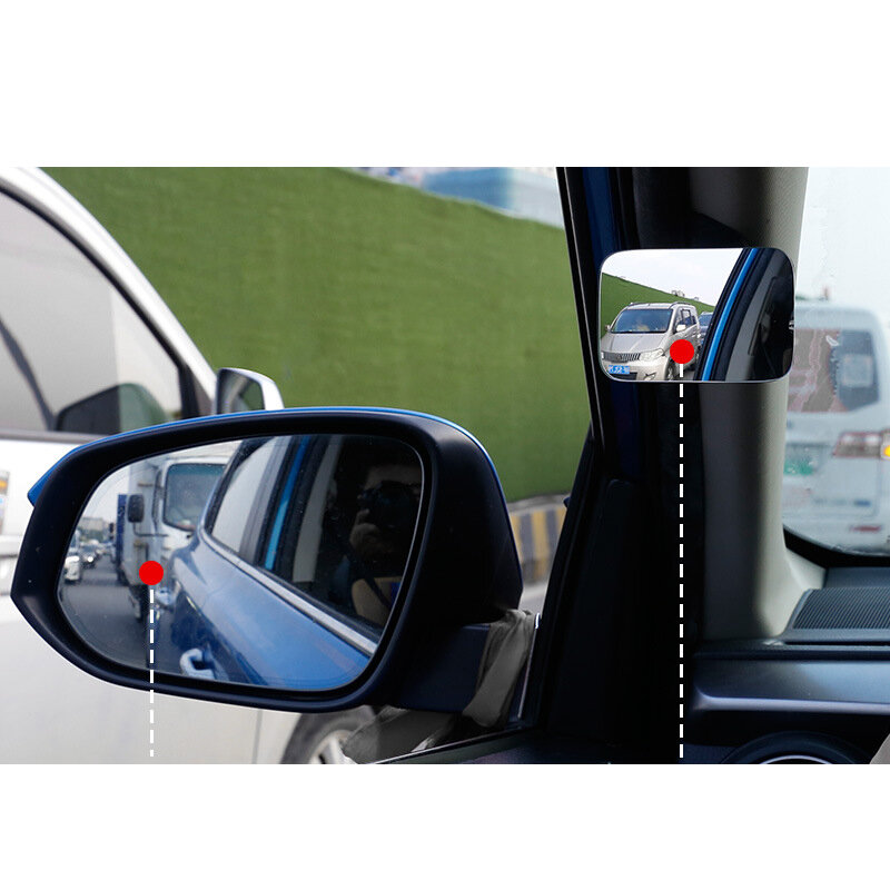 سيارة الجبهة والخلفية عجلة العمياء بقعة صغيرة مرآة مستديرة 360 درجة قابل للتعديل زاوية واسعة مرآة الرؤية الخلفية مرآة للسيارات المساعدة