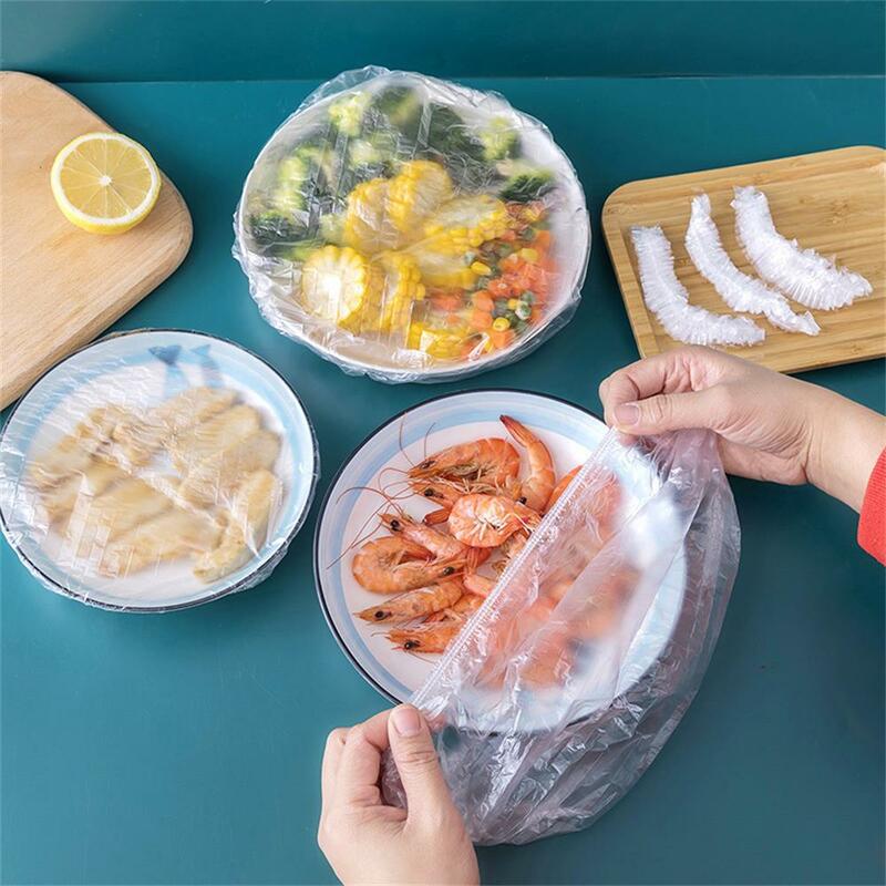100 قطعة وعاء يستخدم لمرة واحدة غطاء مرونة الغذاء الغبار يغطي البلاستيك التفاف غطاء تخزين الأغذية الطازجة ساران التفاف للمطبخ الثلاجة