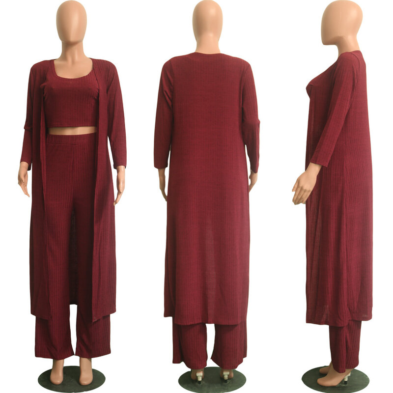 طقم نسائي مكون من 3 قطع ، كارديجان بأكمام طويلة ، بلوزة قصيرة ، ملابس مارس ، ملابس رياضية ، مجموعة خريف 2020