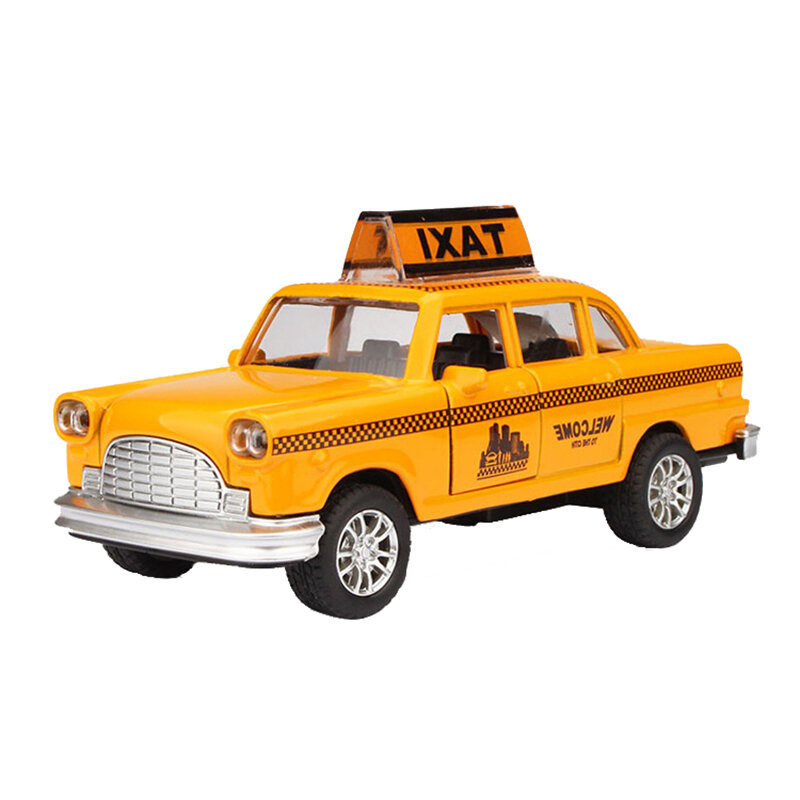 الكلاسيكية سبائك التراجع الأصفر سيارة أجرة نموذج مع المؤثرات الصوتية الخفيفة تذكارية زخرفة الأولاد اللعب هدية عيد ميلاد للأطفال