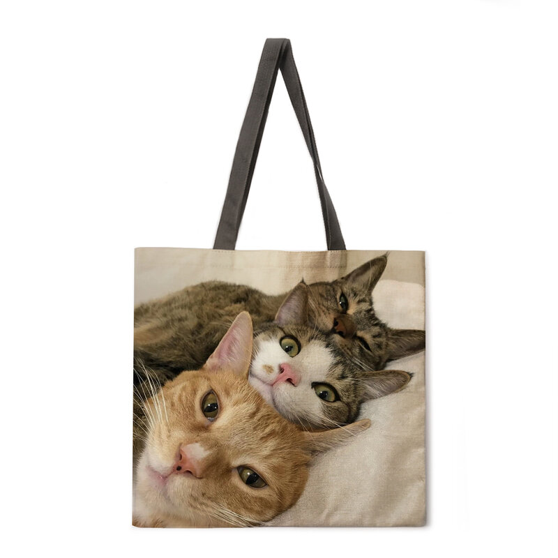 لعوب القط طباعة حمل حقيبة السيدات عادية حمل حقيبة في الهواء الطلق حقيبة شاطئية حقيبة تسوق أنيقة السيدات حقيبة كتف