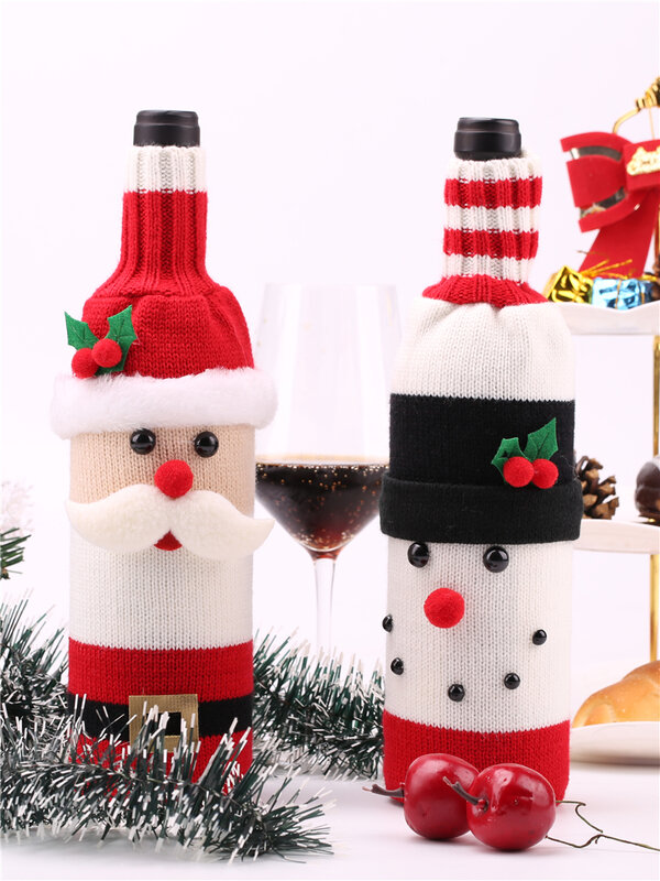 2020 داخلي زينة عيد الميلاد عشاء عيد الميلاد النبيذ اللباس دعوى زجاجة نبيذ حلية هدية الكريسماس