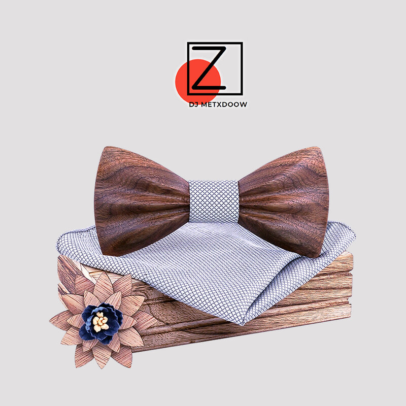 تصميم جديد الخشب ربطة القوس فيونكة لل زفاف الصلبة منقوشة جيب ساحة أزرار أكمام بروش ربطة مجموعة دعوى رجل Hanky العلاقات cadeau أوم