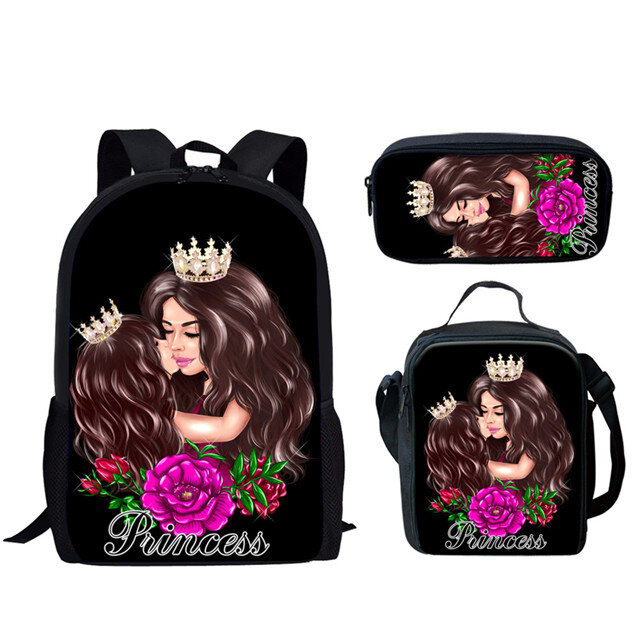 سوبر طفل أمي فتاة الملكة العلامة التجارية تصميم الاطفال حقائب الكتف المدرسية 3 قطعة للفتيات في سن المراهقة رياض الأطفال الحقائب المدرسية