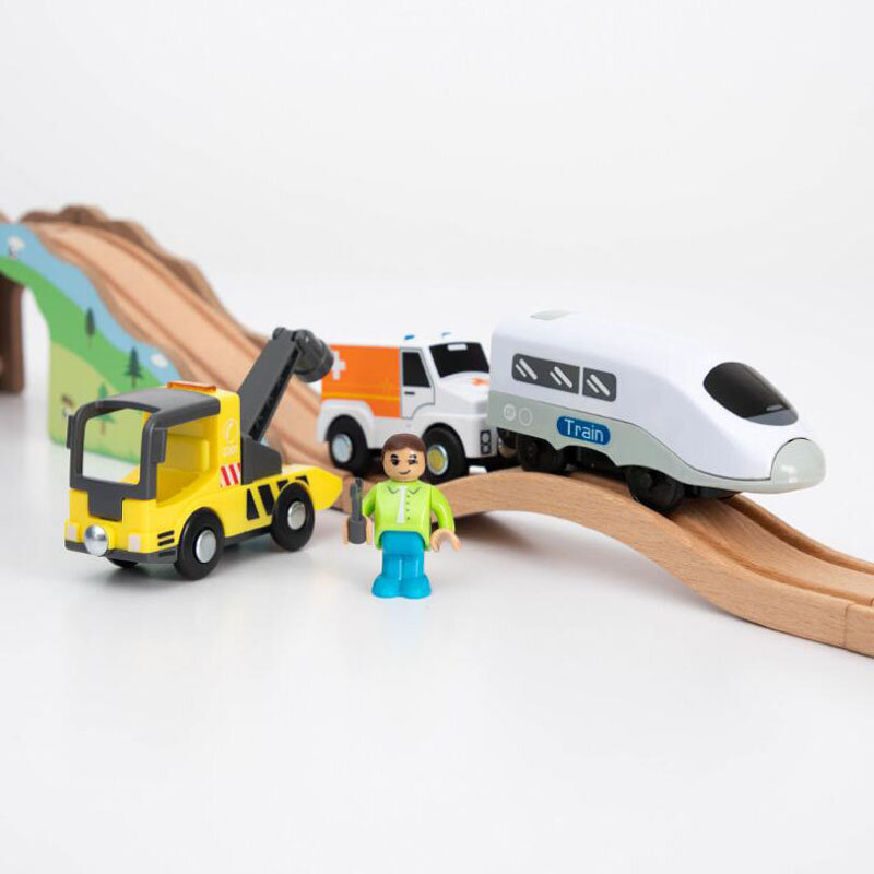قاطرة كهربائية قطار المغناطيسي سيارة لعبة خشبية المسار صالح Brio المسار مسار القطار الخشبي السكك الحديدية لعب للأطفال