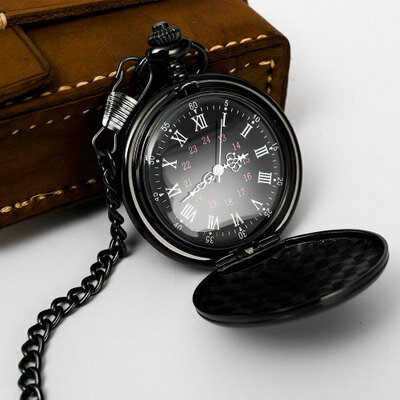 ريترو السلس الرجال الأسود ساعة الجيب الفضة البولندية كوارتز الجيب فوب الساعات قلادة مع سلسلة relojes دي bolsillo