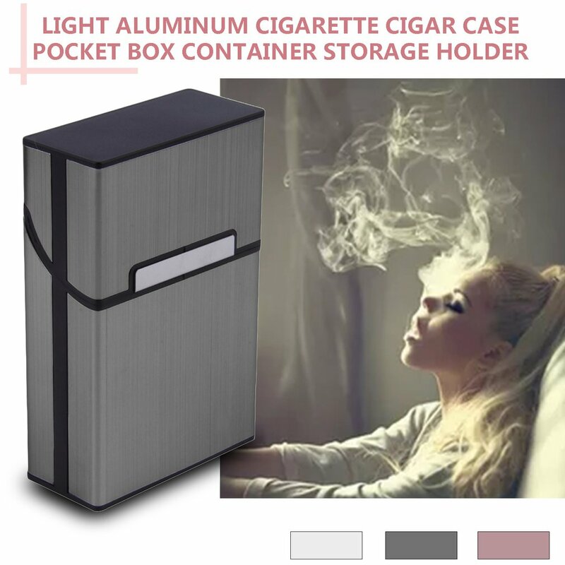 2019 المنزل استخدام ضوء الألومنيوم السيجار علبة سجائر التبغ حامل صندوق جيب تخزين الحاويات 6 ألوان الخصم