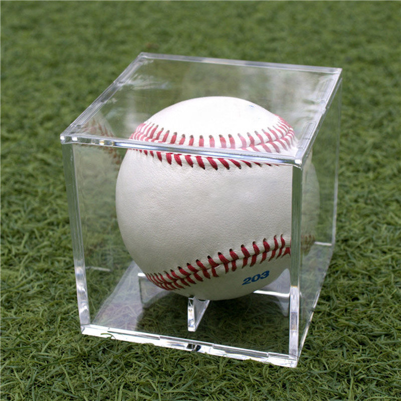 جودة الاكريليك 8 بوصة البيسبول شاشة عرض صناديق جولف تنس الكرة شفافة الحال بالنسبة تذكارية صندوق تخزين حامل Uv حماية