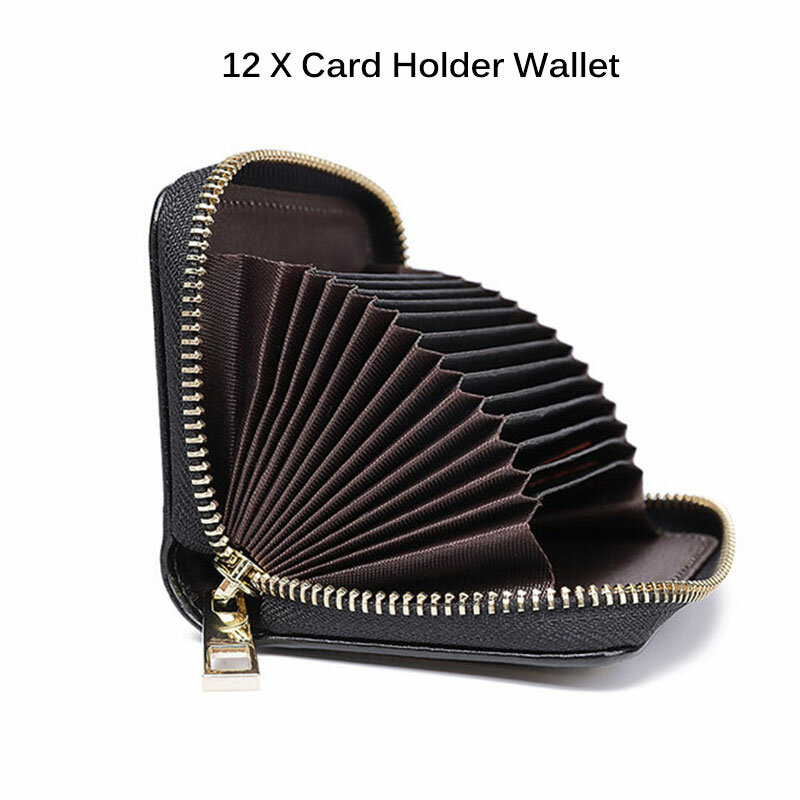 حافظة بطاقات جلدية جديدة كلاسيكية قصيرة 12 فتحة معرف حافظة بطاقات الائتمان عملة صغيرة حقيبة المحفظة